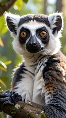 Obraz premium Close-up of a lemur in a tree