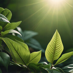 Sunlight filtering through lush green leaves in a forest highlighting fresh growth and the beauty of nature s vibrant ecosystem
