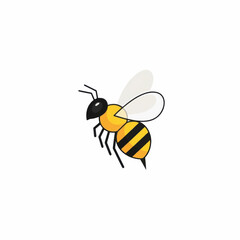 Cute cartoon bee illustration flying in simple style.