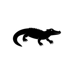 Fototapeta premium Silhouette of a walking alligator animal on transparent background