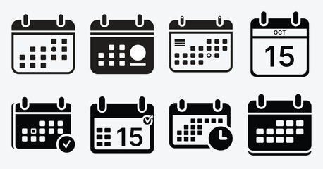 Minimalist Calendar Icons Vector Set Modern Flat Design