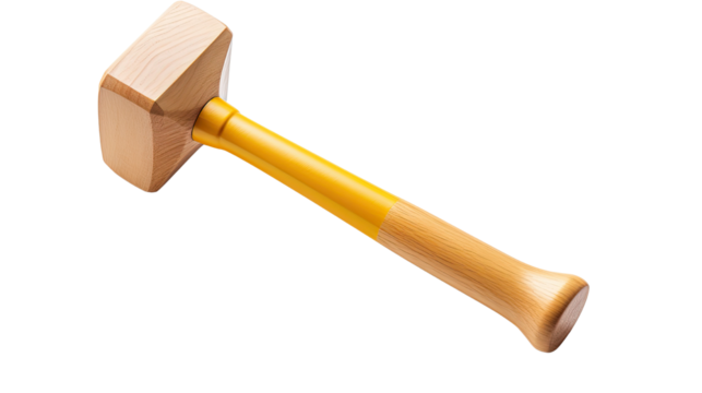 Colorful plastic toy hammer isolated on white background
