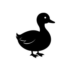 Obraz premium Black silhouette of a duck on white view on transparent background