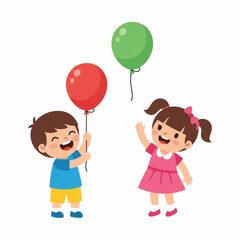 Children Celebrating with Balloons in a Joyful Scene