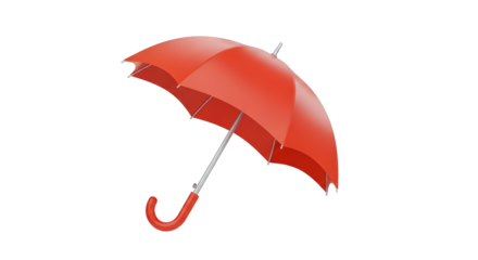 Vibrant red umbrella providing protection against rain, shielding from weather elements, insurance concept