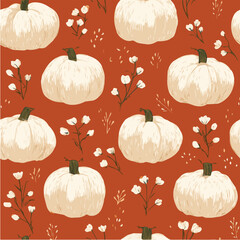 Seamless pattern of halloween Day with white pumpkin for wall poster