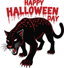vector illustration of a happy halloween cat