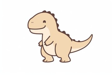 Fototapeta premium Cute simple cartoon drawing of a T-Rex dinosaur, with thick black outline on a white background.