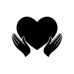 Obraz premium Hands holding a heart shape illustration on transparent background silhouette