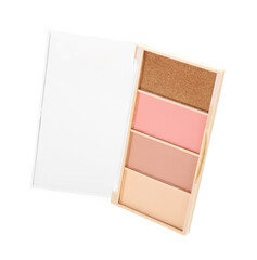 Beautiful contouring palette with blush and bronzer isolated on white