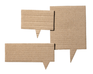 Blank cut out cardboard paper speech bubbles with copy space for text on transparent png background conversation discussion design element