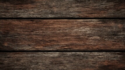 Fototapeta premium Dark brown natural wooden texture background with rustic plank surface, vintage timber grain pattern for wallpaper, interior design, digital backdrop, and decorative background element