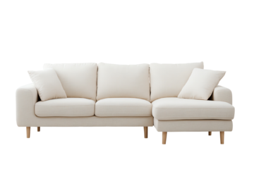 Modern beige sofa with cozy cushions, perfect for any living space.
