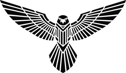 Black geometric eagle with spread wings bird