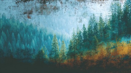 Seamless forest and tree landscape texture with abstract nature background for wall decor and interior design