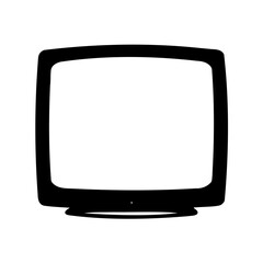 A retro television set silhouette on a white background is displayed here