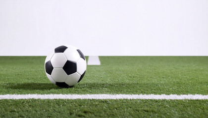Soccer Ball on a Green Turf with a Blurry Background