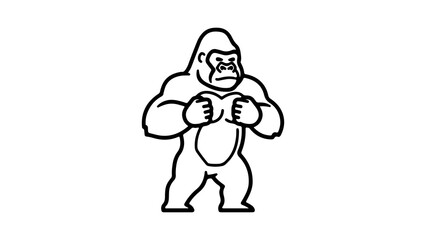 Gorilla standing with arms crossed with transparent background