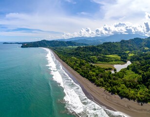 Panoramic view of a tropical beach and coastline