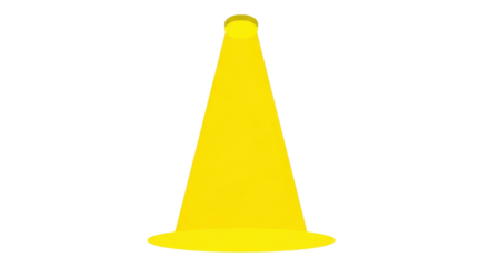 Bright yellow traffic cone isolated on white background.