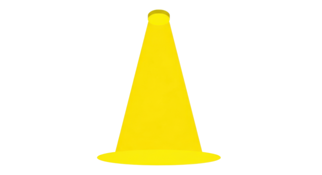 Bright yellow traffic cone isolated on white background.