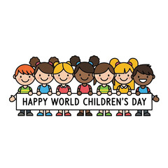 Celebrating Children's Day with Diverse Happy Kids