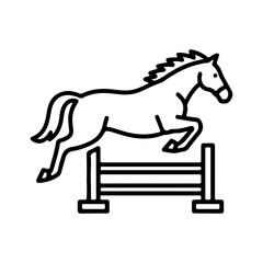 Horse jumping over fence with transparent background