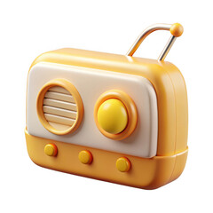 3d render of a retro radio isolated on transparent background