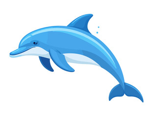Fototapeta premium Vibrant blue dolphin illustration leaping. Isolated, transparent background, backgroundless, this marine graphic is perfect for diverse design projects