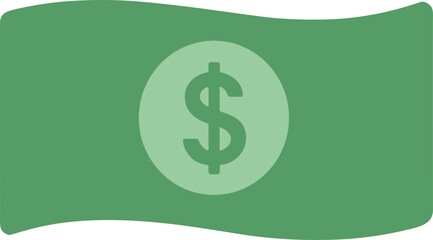 Simple Flat Design Dollar Bill Illustration in Green Tone Colors