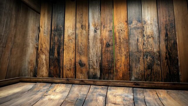 Rustic Wooden Wall and Floor Background with Vintage Texture.