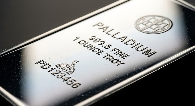 Close-Up Isolated Photograph of Polished Palladium Bullion Bar