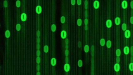 Visual display of green binary code cascading against a black background, creating an abstract digital atmosphere that evokes technology and data processing. - Powered by Adobe
