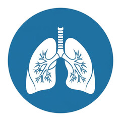 Anatomical Illustration of Human Lungs in Blue Circle