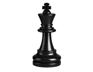 Black Chess King Piece Top-Down View on Transparent Background