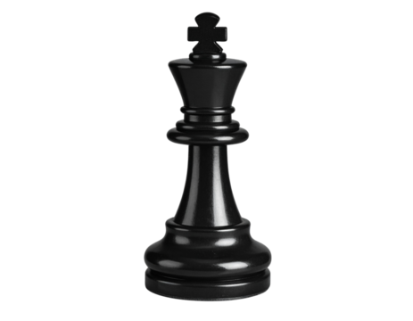 Black Chess King Piece Top-Down View on Transparent Background
