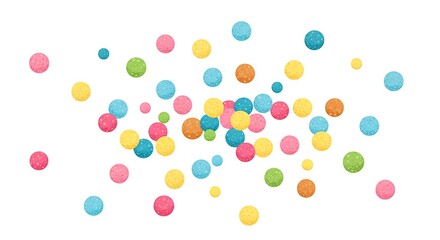 A vector illustration of colorful bubbles mixed with styrofoam like texture, glossy and reflective, centered on a clean white background
