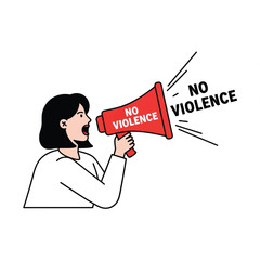 Advocacy against violence with megaphone illustration