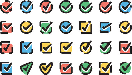 colorful checkmark icons set for diverse applications and projects