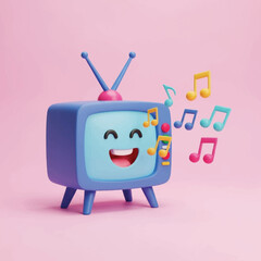 Adorable cartoon TV character singing music
