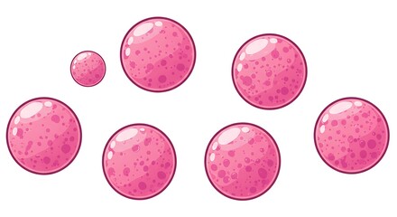 A vector illustration of colorful bubbles mixed with styrofoam like texture, glossy and reflective, centered on a clean white background
