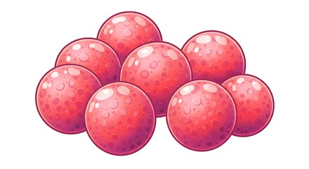 A vector illustration of colorful bubbles mixed with styrofoam like texture, glossy and reflective, centered on a clean white background
