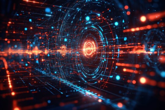 Abstract Futuristic Technology Background with Interconnected Network of Data