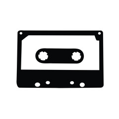Obraz premium Black and white silhouette of a vintage audio cassette tape illustration