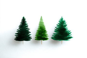 Obraz premium Three watercolor christmas trees creating festive atmosphere