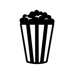 A bucket of popcorn depicted in black and white drawing style