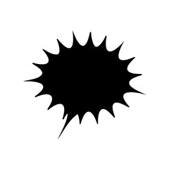 Black spiky speech bubble silhouette with a tail for comic style dialog