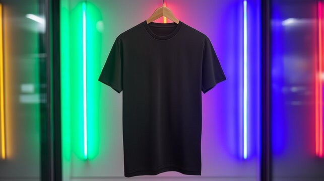 Black T-shirt with Neon Lights