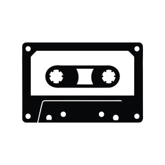 A Minimalist Black and White Illustration of a Vintage Audio Cassette
