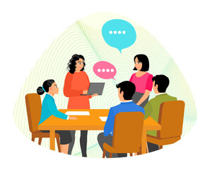 Students Life Concept. Classmates Learning and Discussing Ideas During a Productive Class.